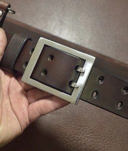 Men's Leather Belt Stainless Buckle Handmade Heavy Thickness American Cowhinde 13-15 OZ(5-6mm)