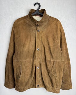 90s Men Suede Zip Up Jacket, Genuine Leather Hunting Jacket, Oversized Country Jacket, Retro Western Trucker Jacket, Brown Cowboy Suede Coat
