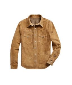 Handmade Suede Western Shirt Jacket: Tan Cowboy Shacket