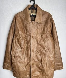 90s Mens Leather Jacket, Genuine Leather Button Jacket, Oversized Brown Suede Coat, Retro Western Trucker Jacket, Classic Cowboy Jacket, XL