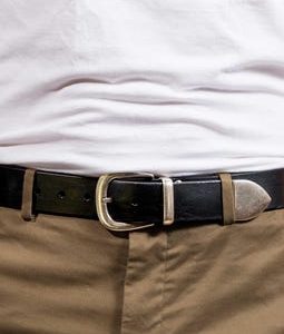 Handmade Black Leather Cowboy Belt, Silver Loop and Tip, 1 1/2" Full Grain Veg Tan