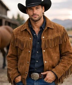Men's Suede Leather Fringe Jacket – Western Cowboy Rodeo Style