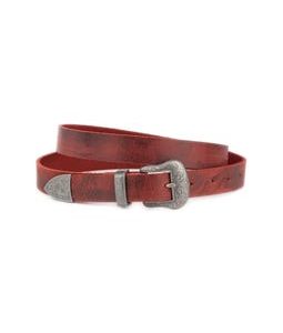Red Western Leather Belt, Mens Womens Full Grain Belt, 1 Inch Cowboy Belt, Silver Tip Belt, Texas Leather Belt, Cowgirl Belt