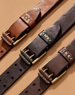Handmade Full Grain Leather Belt, Custom Engraved Double Prong Mens Belt Multi Sizes