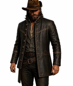 Men's Vintage Distressed Leather Western Duster Coat – Frontier Cowboy Jacket