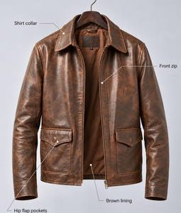 Mens Leather Jacket, Vintage Distressed Cowboy, Handmade Movie Style Adventurer